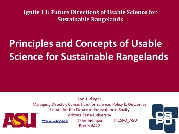 Principles and Concepts of Usable Science for Sustainable Rangelands