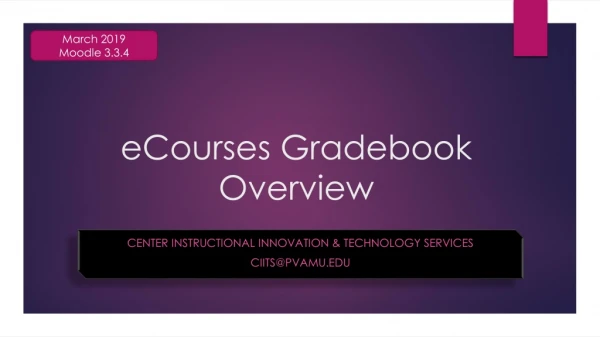 eCourses Gradebook Overview