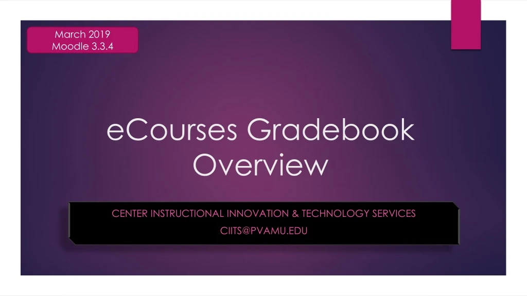 ecourses gradebook overview