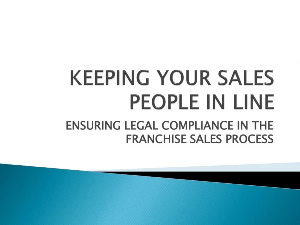 KEEPING YOUR SALES PEOPLE IN LINE