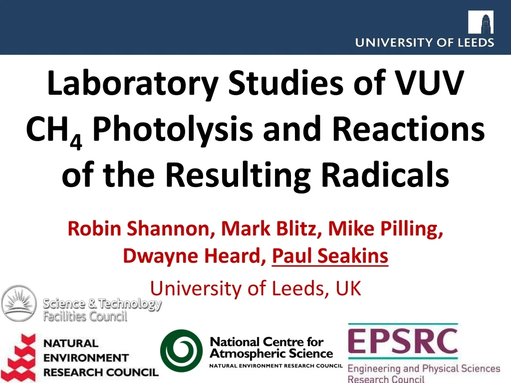 laboratory studies of vuv ch 4 photolysis and reactions of the resulting radicals