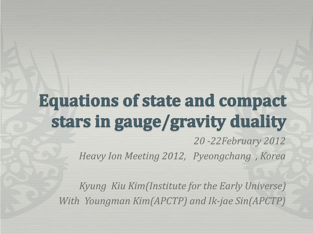 equations of state and compact stars in gauge gravity duality