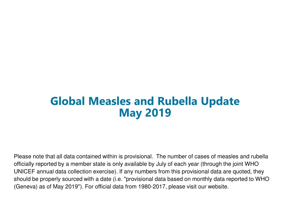 global measles and rubella update may 2019