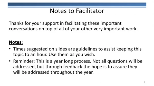 Notes to Facilitator