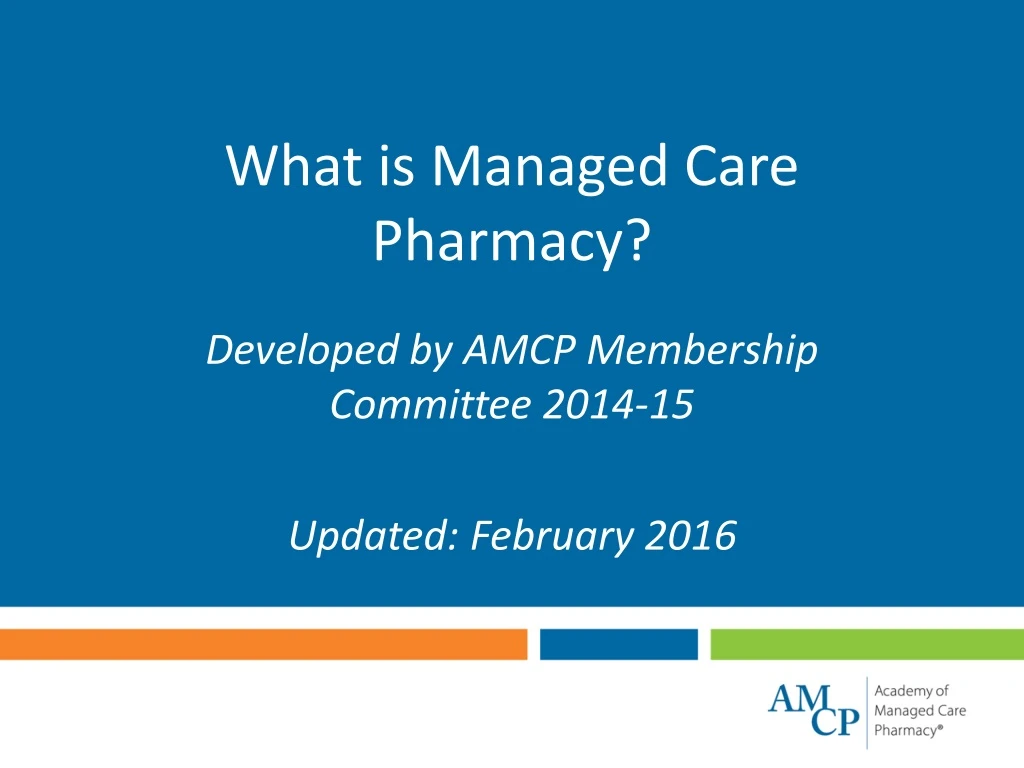 what is managed care pharmacy