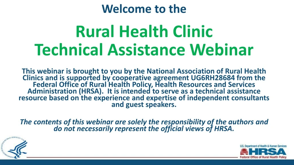 welcome to the rural health clinic technical
