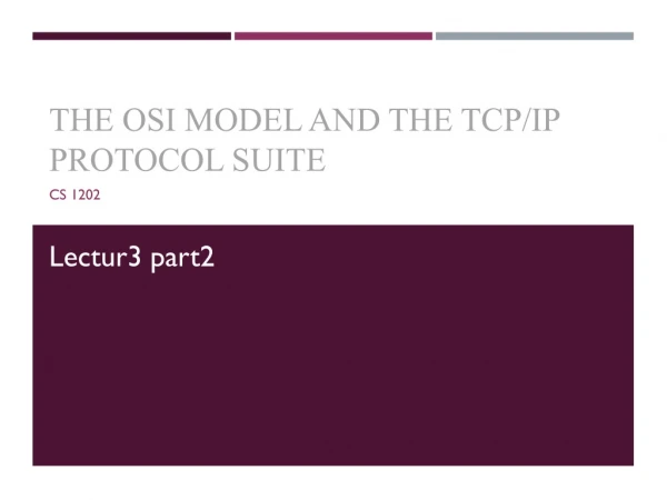 The OSI Model and the TCP/IP Protocol Suite