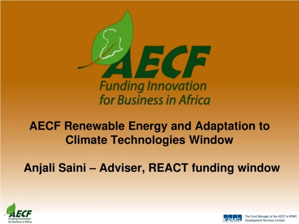 AECF Renewable Energy and Adaptation to Climate Technologies Window