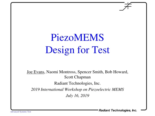 PiezoMEMS Design for Test