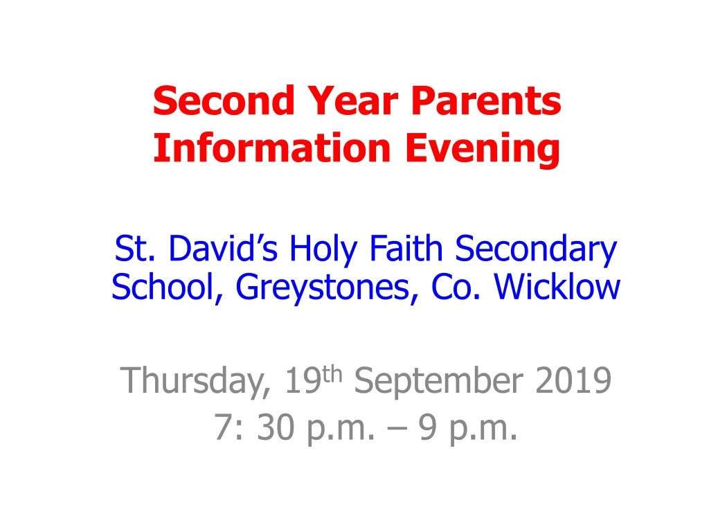 second year parents information evening