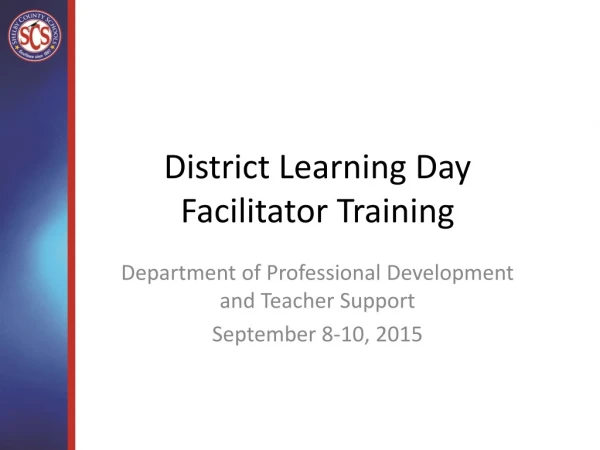District Learning Day Facilitator Training