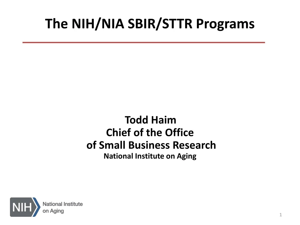 the nih nia sbir sttr programs