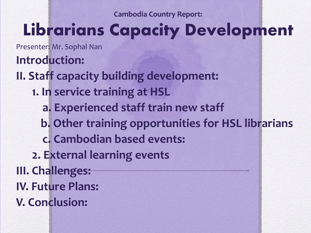 cambodia country report librarians capacity