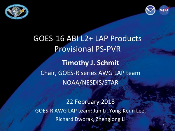 GOES-16 ABI L2+ LAP Products Provisional PS-PVR