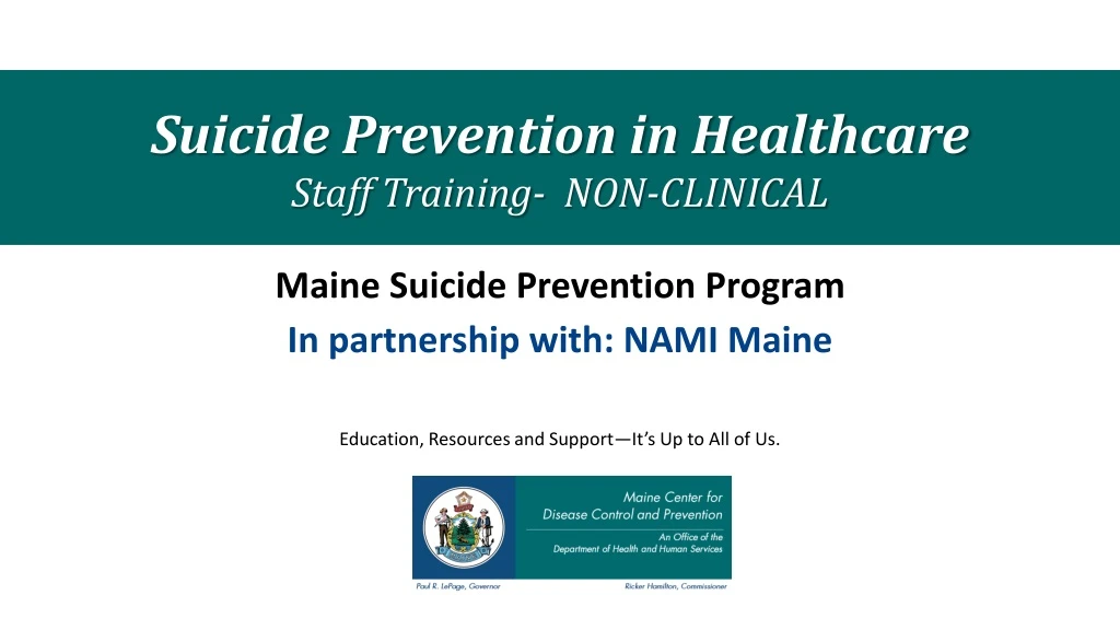 suicide prevention in healthcare staff training non clinical