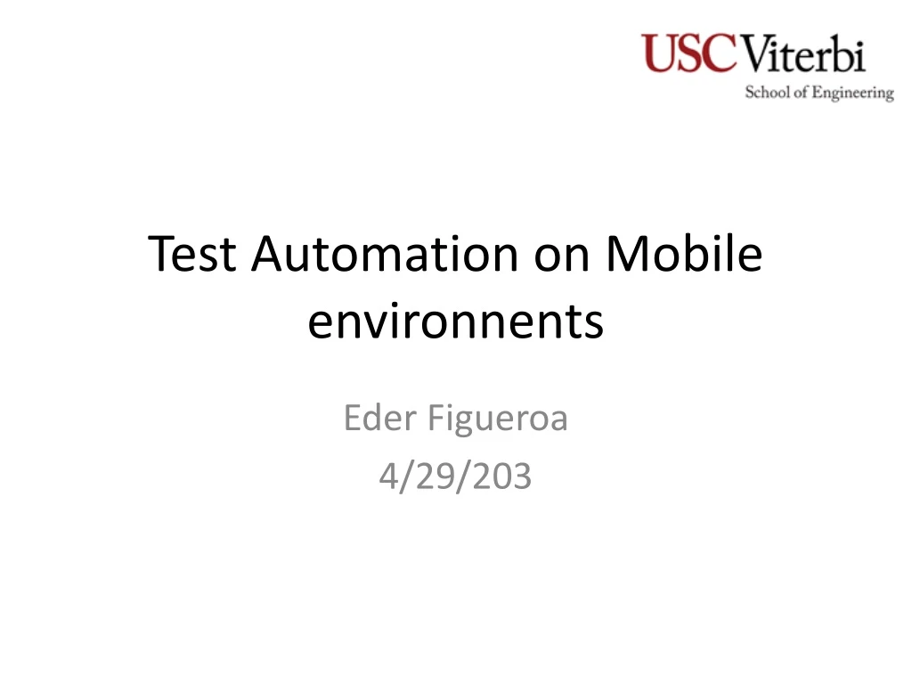 test automation on mobile environnents