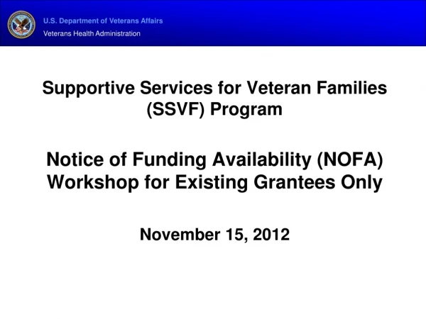 Supportive Services for Veteran Families (SSVF) Program