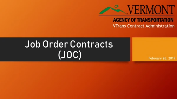 Job Order Contracts (JOC)