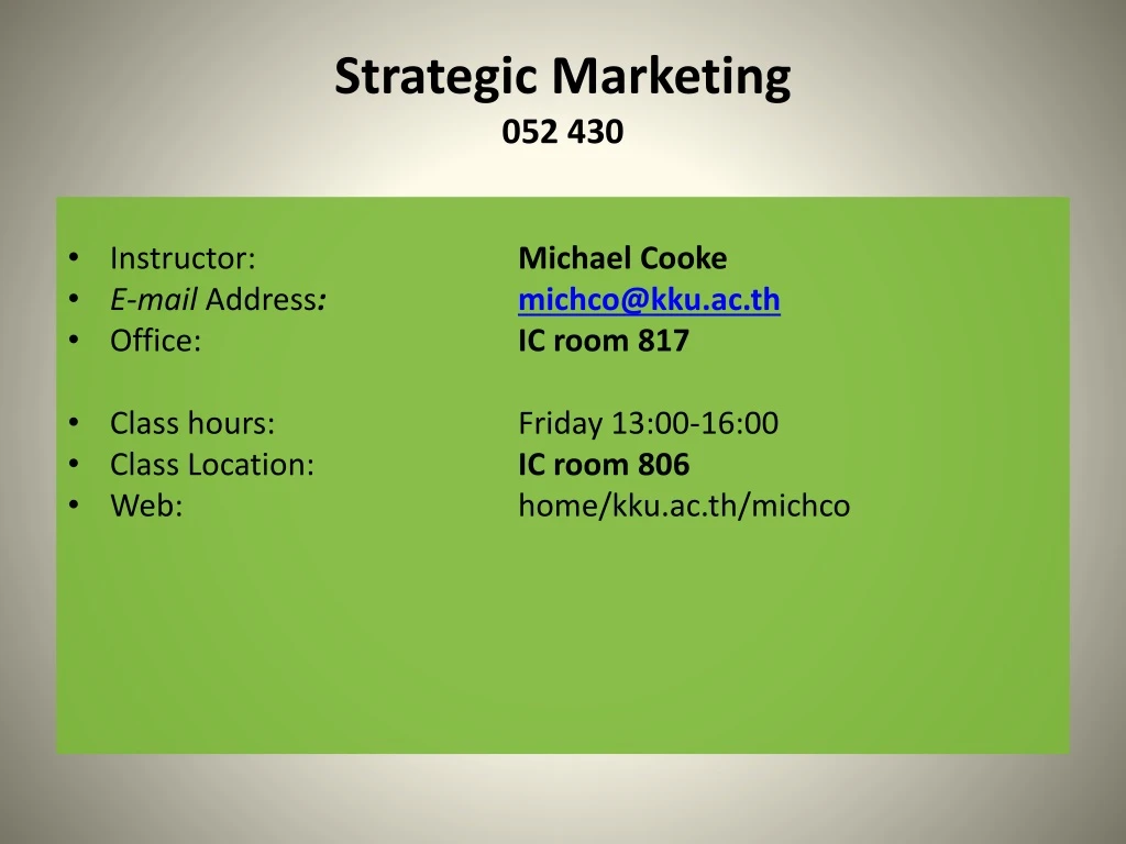 strategic marketing 052 430