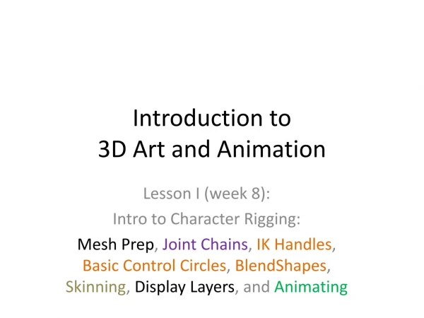 Introduction to 3D Art and Animation