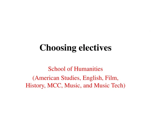 Choosing electives