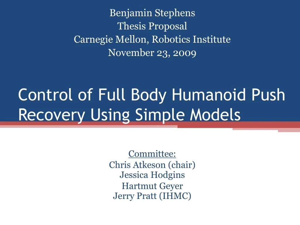 control of full body humanoid push recovery using simple models