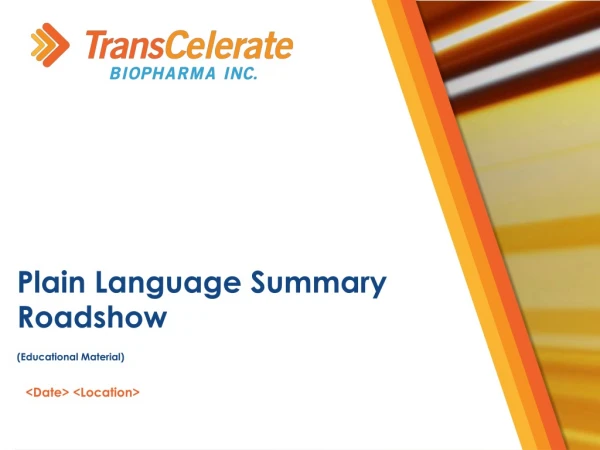 Plain Language Summary Roadshow (Educational Material)