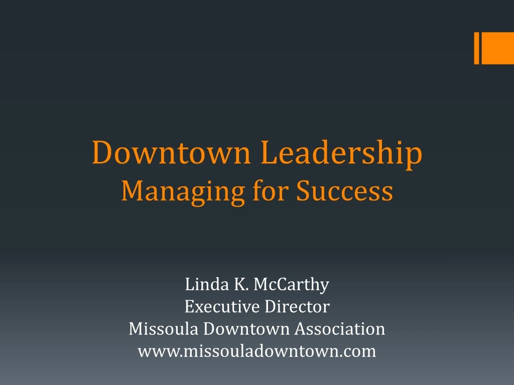 downtown leadership managing for success