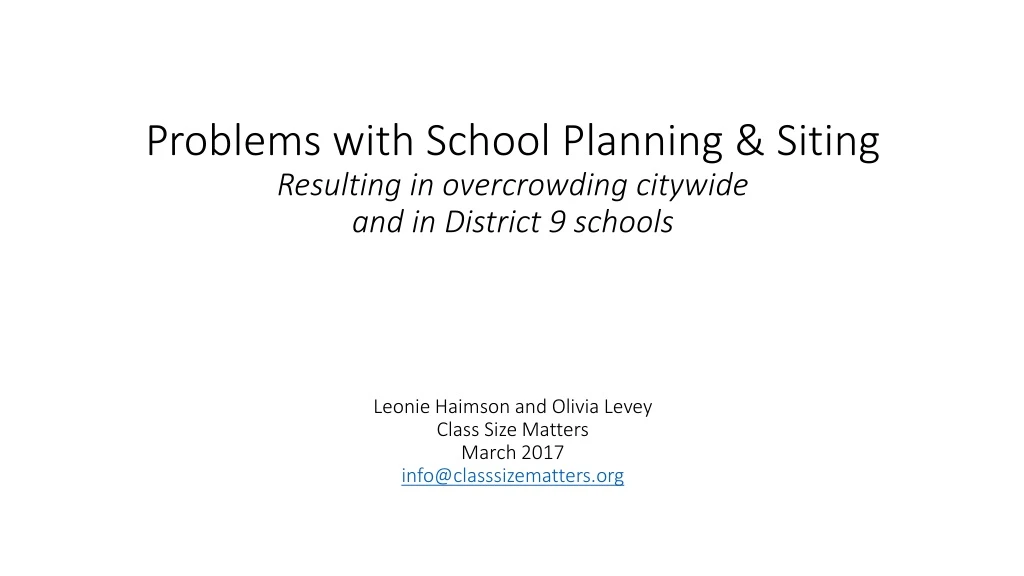 problems with school planning siting resulting