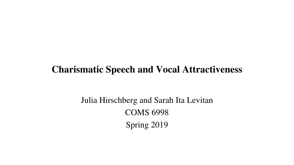 charismatic speech and vocal attractiveness