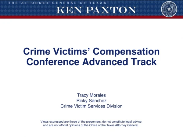 Crime Victims’ Compensation Conference Advanced Track