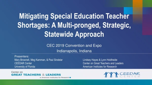 Mitigating Special Education Teacher Shortages: A Multi-pronged, Strategic, Statewide Approach
