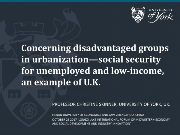 Professor Christine Skinner, University of York, UK .