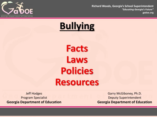 Bullying Facts Laws Policies Resources