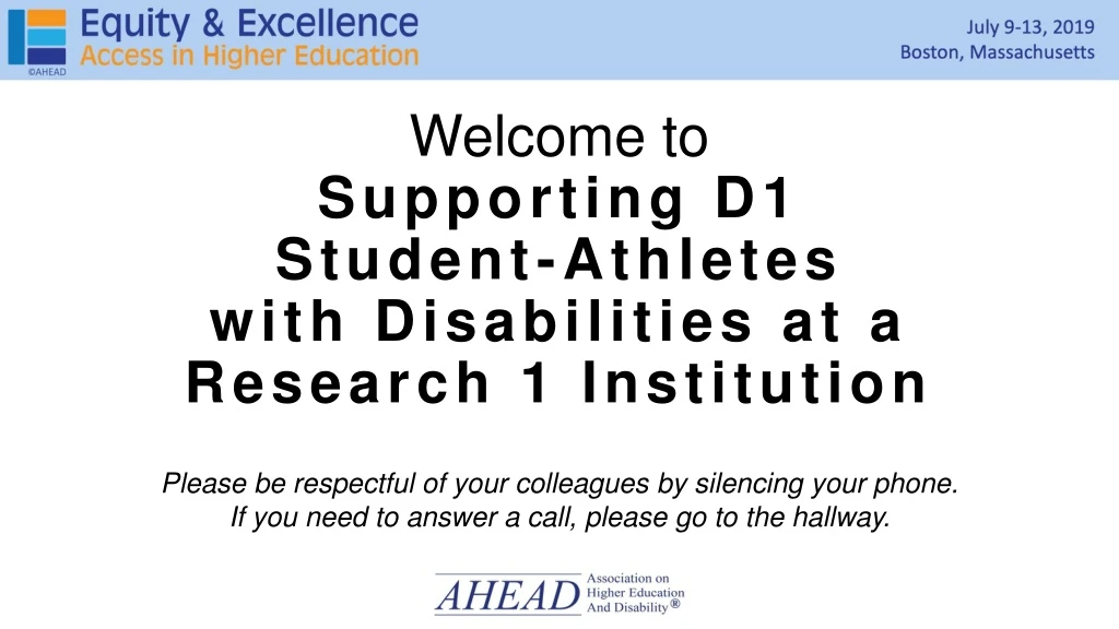 welcome to supporting d1 student athletes with disabilities at a research 1 institution