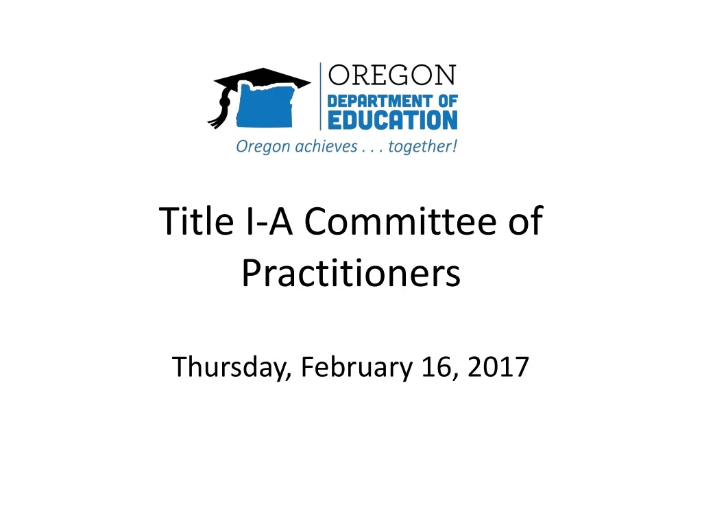 title i a committee of practitioners