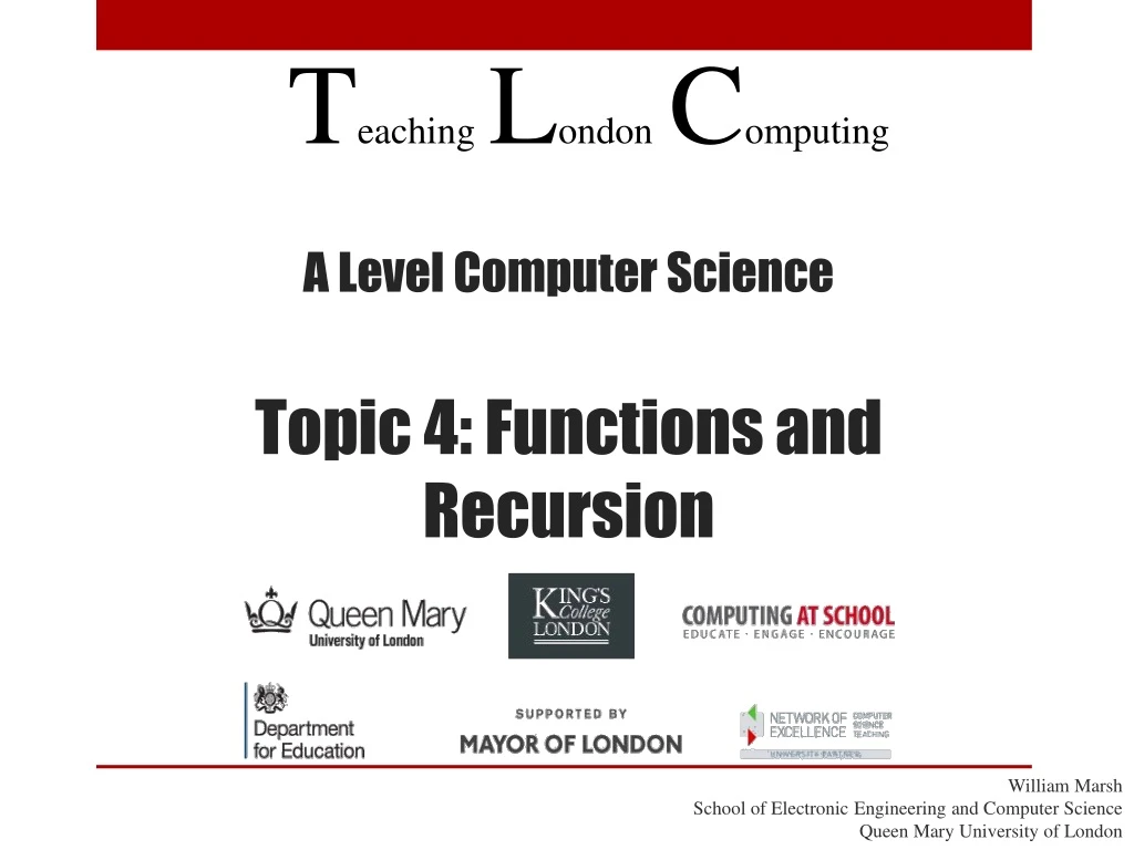 a level computer science topic 4 functions and recursion