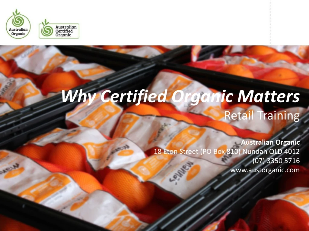 why certified organic matters retail training