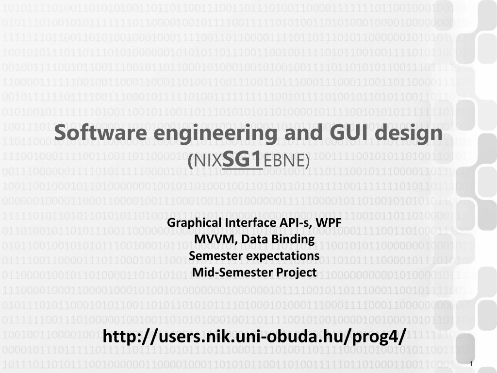 software engineering and gui design nix sg1 e bne