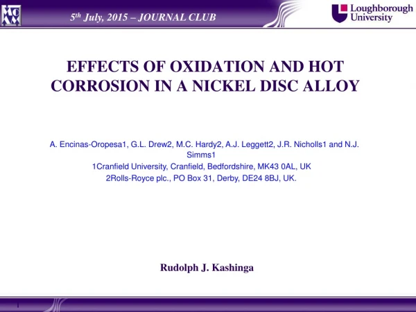 EFFECTS OF OXIDATION AND HOT CORROSION IN A NICKEL DISC ALLOY