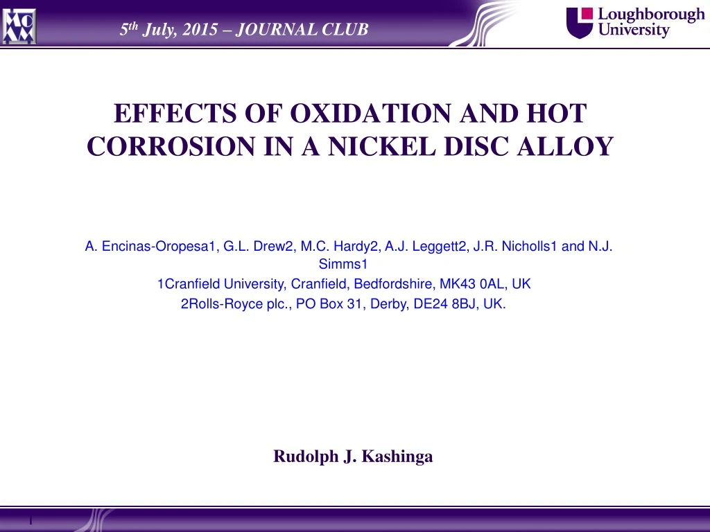 effects of oxidation and hot corrosion in a nickel disc alloy