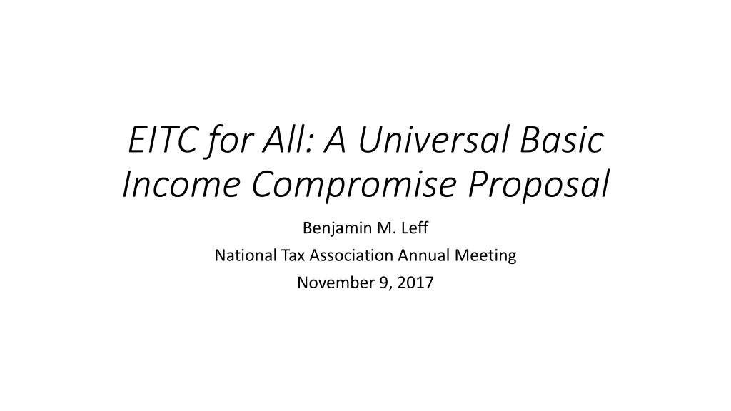 eitc for all a universal basic income compromise proposal
