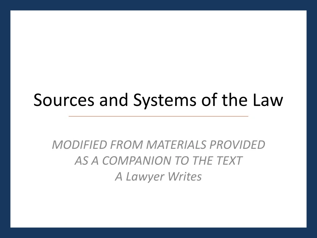 sources and systems of the law