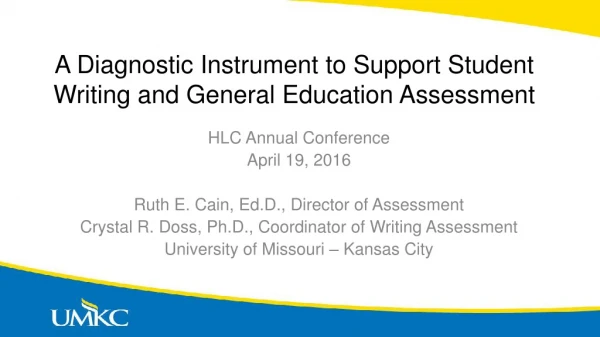 A Diagnostic Instrument to Support Student Writing and General Education Assessment