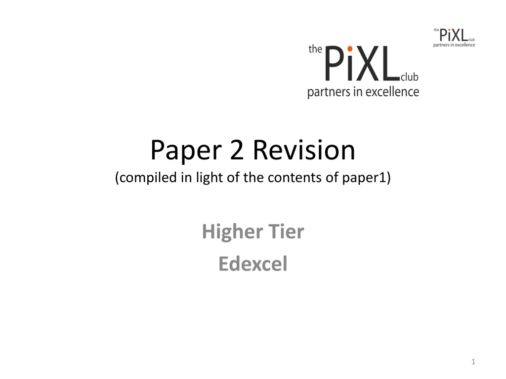 paper 2 revision compiled in light of the contents of paper1