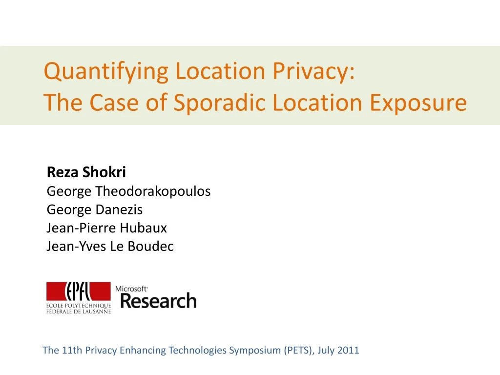 quantifying location privacy the case of sporadic location exposure