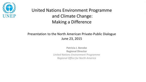 Patricia J. Beneke Regional Director United Nations Environment Programme