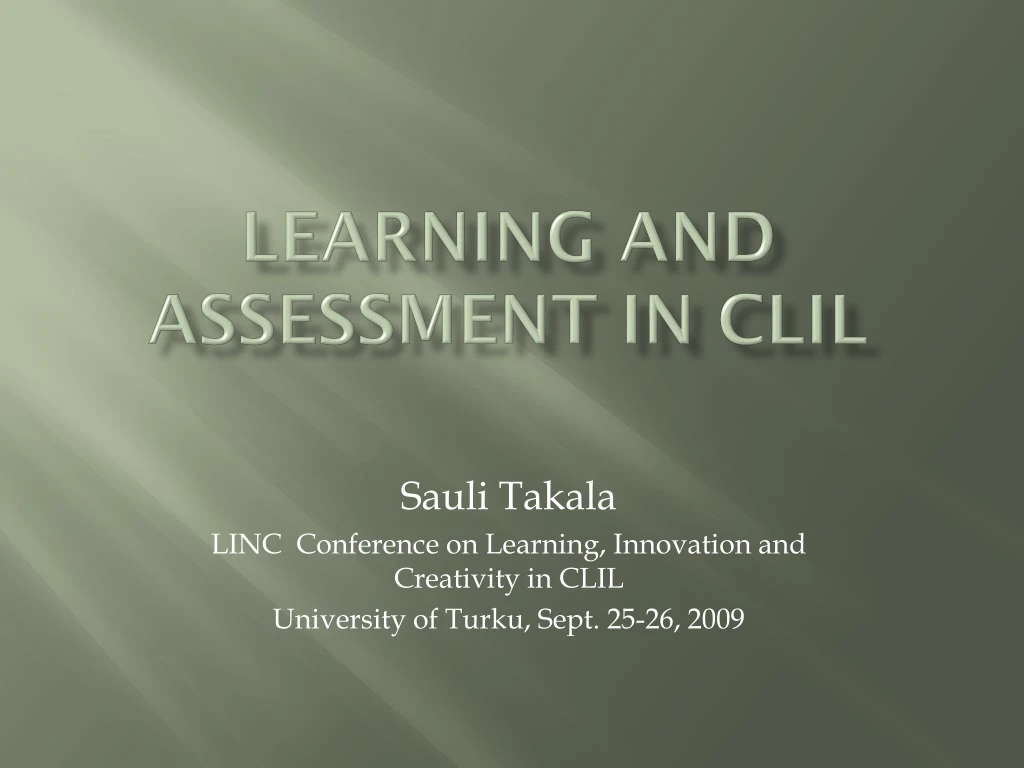 learning and assessment in clil