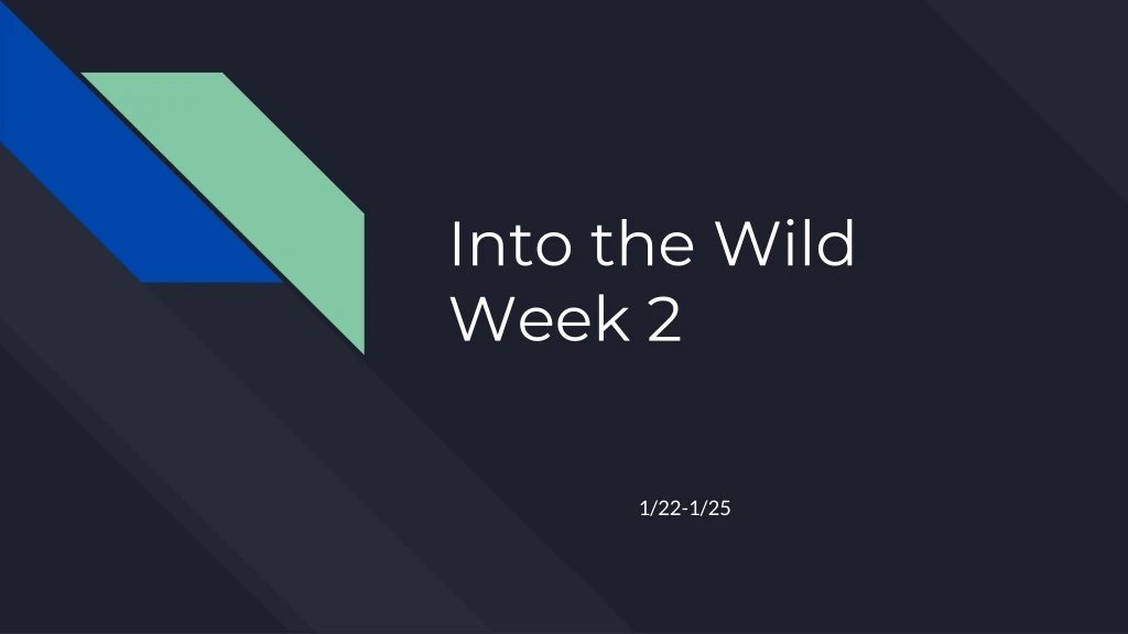 into the wild week 2