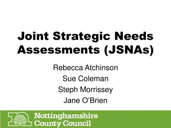 Joint Strategic Needs Assessments (JSNAs)